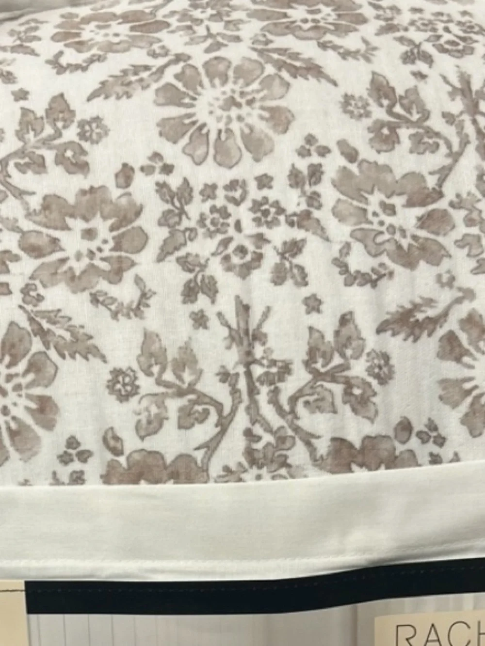 Rachel Ashwell Brown and White Floral Cotton Comforter Set with Lace Trim